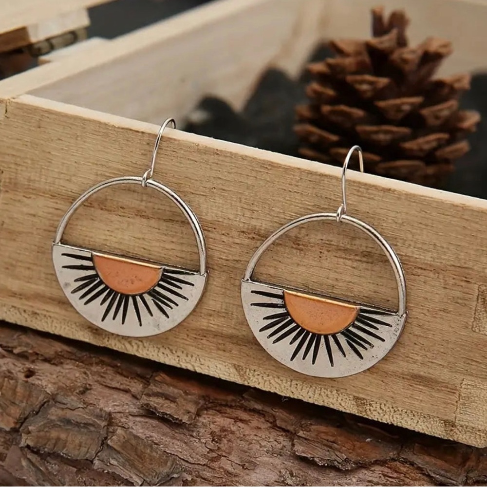 Silver and Gold Sunburst Earrings